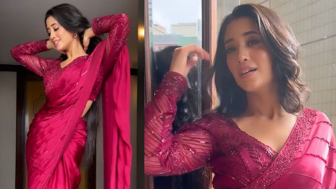 Shivangi Joshi exudes goddess like elegance in a maroon silk saree. Her etheral look is accentuated by a stunning full sleeves blouse adorned with intricate sequin work, while her minimal makeup accentuates her natural beauty . Picture credit-Google